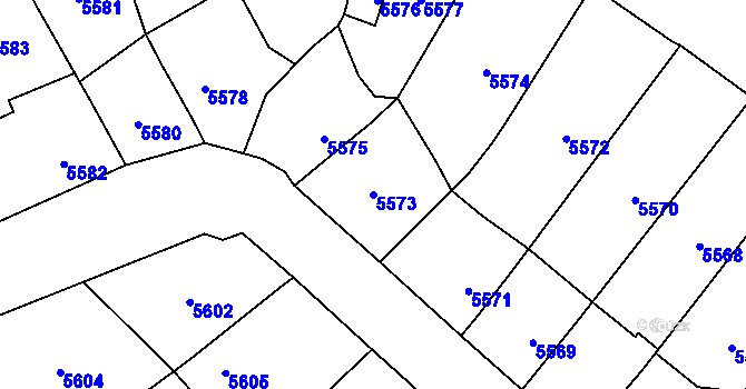 Parcela st. 5573 v KÚ Kročehlavy, Katastrální mapa