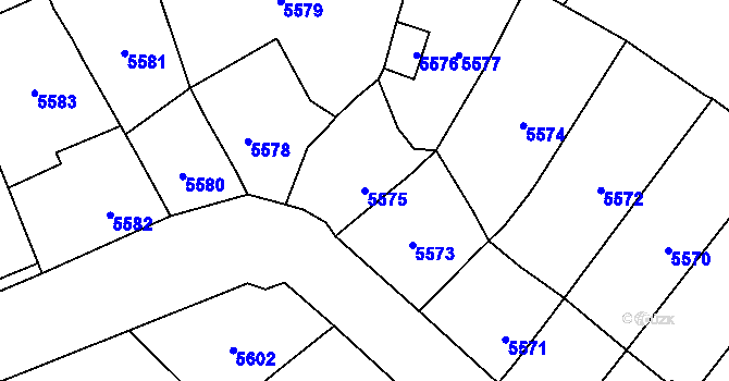 Parcela st. 5575 v KÚ Kročehlavy, Katastrální mapa