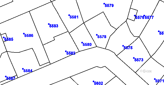 Parcela st. 5580 v KÚ Kročehlavy, Katastrální mapa