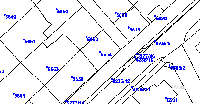 Parcela st. 5654 v KÚ Kročehlavy, Katastrální mapa