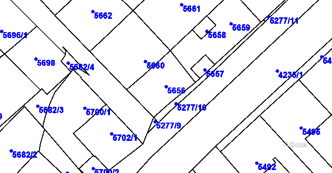 Parcela st. 5656 v KÚ Kročehlavy, Katastrální mapa