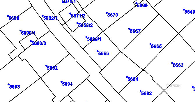 Parcela st. 5666 v KÚ Kročehlavy, Katastrální mapa