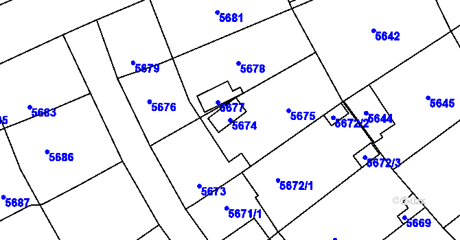 Parcela st. 5674 v KÚ Kročehlavy, Katastrální mapa
