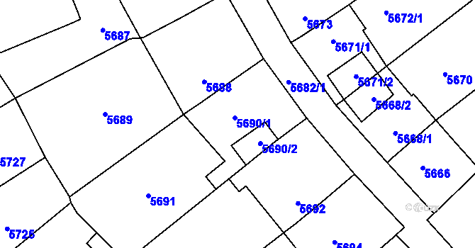 Parcela st. 5690 v KÚ Kročehlavy, Katastrální mapa