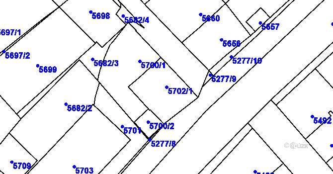 Parcela st. 5702/1 v KÚ Kročehlavy, Katastrální mapa