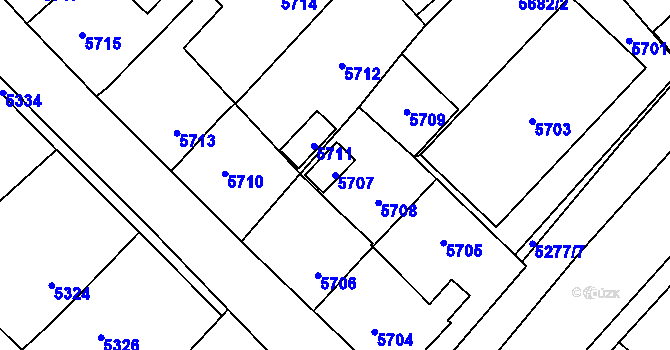 Parcela st. 5707 v KÚ Kročehlavy, Katastrální mapa