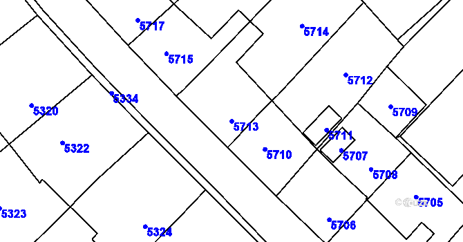 Parcela st. 5713 v KÚ Kročehlavy, Katastrální mapa
