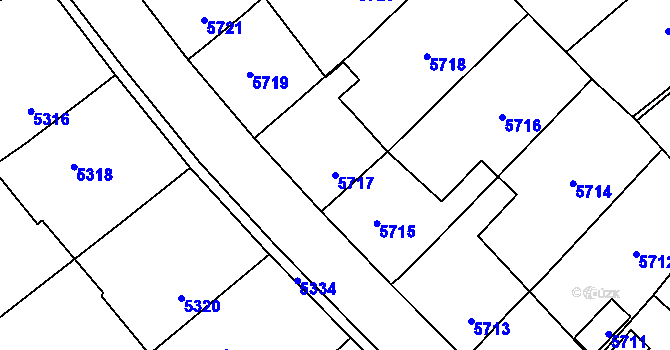 Parcela st. 5717 v KÚ Kročehlavy, Katastrální mapa