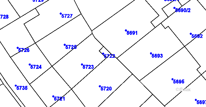 Parcela st. 5722 v KÚ Kročehlavy, Katastrální mapa