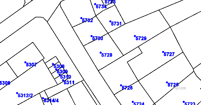 Parcela st. 5728 v KÚ Kročehlavy, Katastrální mapa
