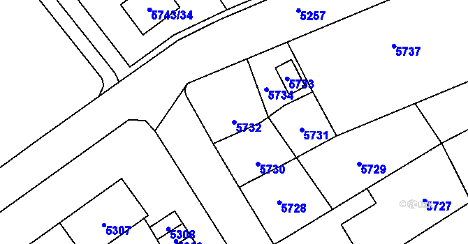 Parcela st. 5732 v KÚ Kročehlavy, Katastrální mapa