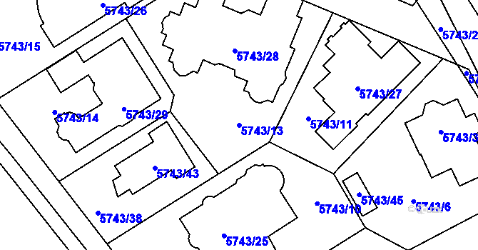 Parcela st. 5743/13 v KÚ Kročehlavy, Katastrální mapa
