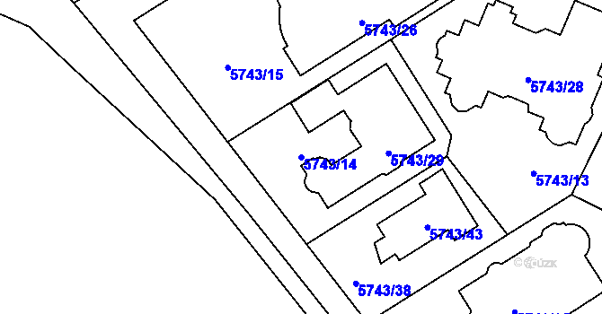 Parcela st. 5743/14 v KÚ Kročehlavy, Katastrální mapa