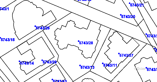 Parcela st. 5743/28 v KÚ Kročehlavy, Katastrální mapa