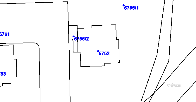 Parcela st. 5752 v KÚ Kročehlavy, Katastrální mapa