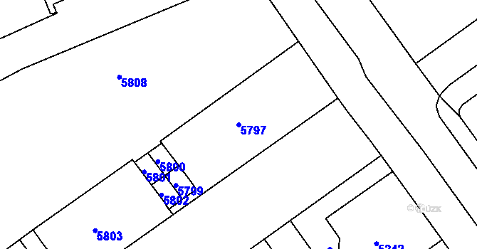 Parcela st. 5797 v KÚ Kročehlavy, Katastrální mapa