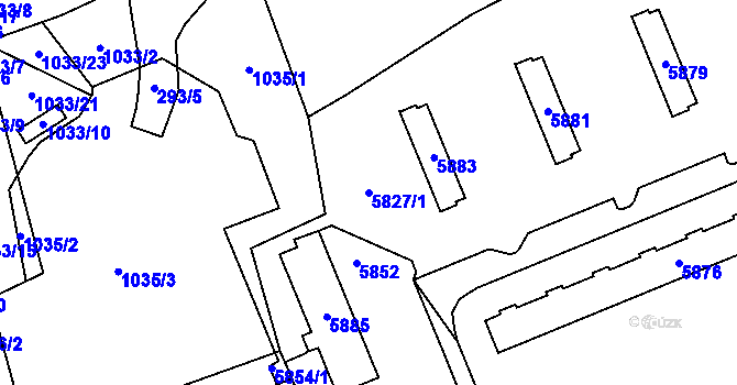 Parcela st. 5827/1 v KÚ Kročehlavy, Katastrální mapa