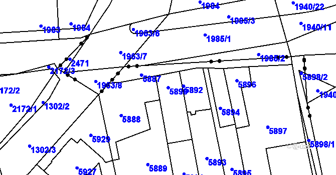 Parcela st. 5890 v KÚ Kročehlavy, Katastrální mapa