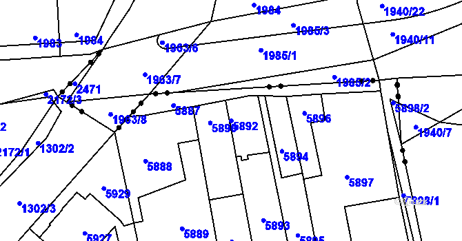 Parcela st. 5892 v KÚ Kročehlavy, Katastrální mapa