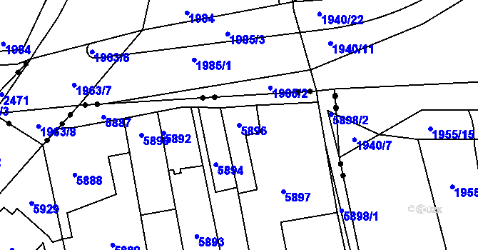 Parcela st. 5896 v KÚ Kročehlavy, Katastrální mapa