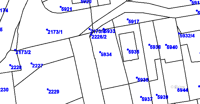 Parcela st. 5934 v KÚ Kročehlavy, Katastrální mapa