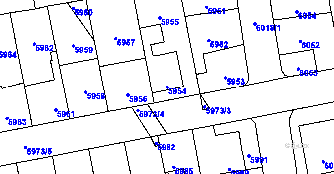 Parcela st. 5954 v KÚ Kročehlavy, Katastrální mapa