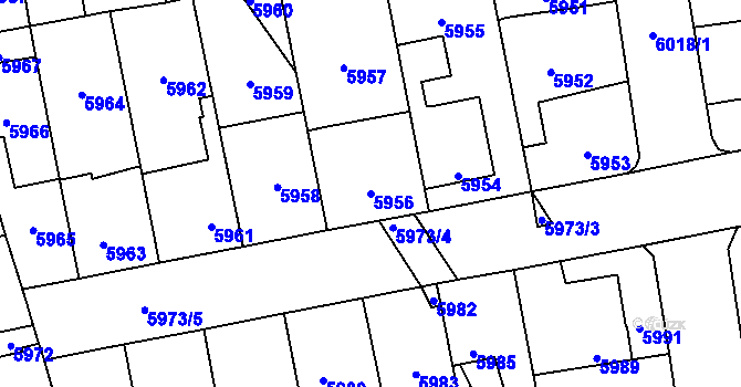 Parcela st. 5956 v KÚ Kročehlavy, Katastrální mapa