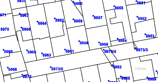 Parcela st. 5958 v KÚ Kročehlavy, Katastrální mapa