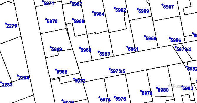 Parcela st. 5963 v KÚ Kročehlavy, Katastrální mapa
