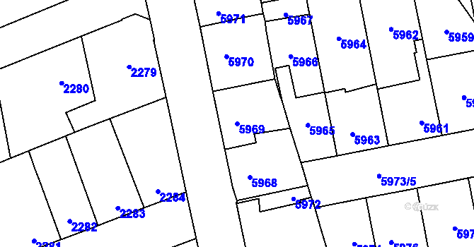 Parcela st. 5969 v KÚ Kročehlavy, Katastrální mapa