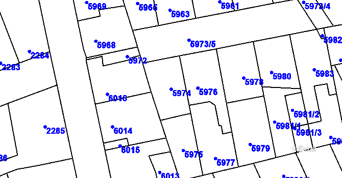 Parcela st. 5974 v KÚ Kročehlavy, Katastrální mapa