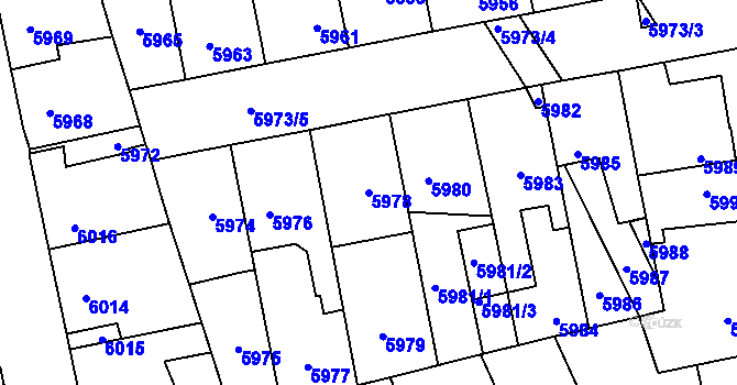 Parcela st. 5978 v KÚ Kročehlavy, Katastrální mapa