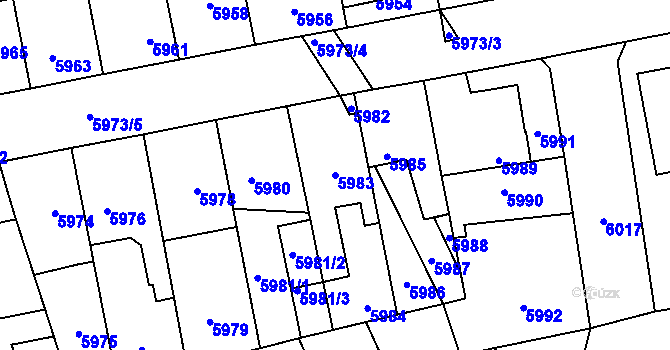 Parcela st. 5983 v KÚ Kročehlavy, Katastrální mapa