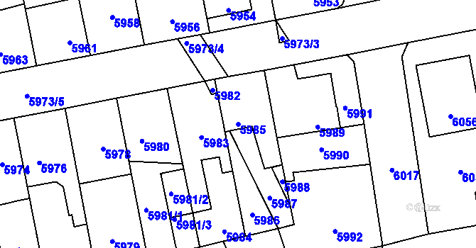Parcela st. 5985 v KÚ Kročehlavy, Katastrální mapa