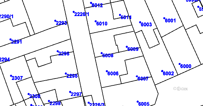 Parcela st. 6008 v KÚ Kročehlavy, Katastrální mapa