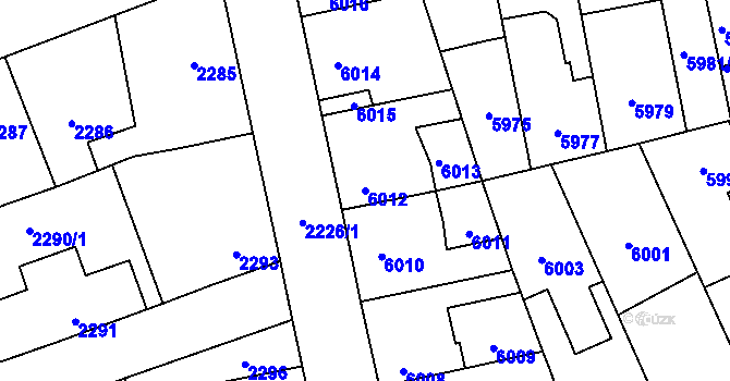 Parcela st. 6012 v KÚ Kročehlavy, Katastrální mapa