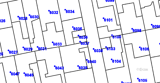 Parcela st. 6037 v KÚ Kročehlavy, Katastrální mapa