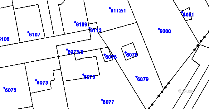 Parcela st. 6076 v KÚ Kročehlavy, Katastrální mapa