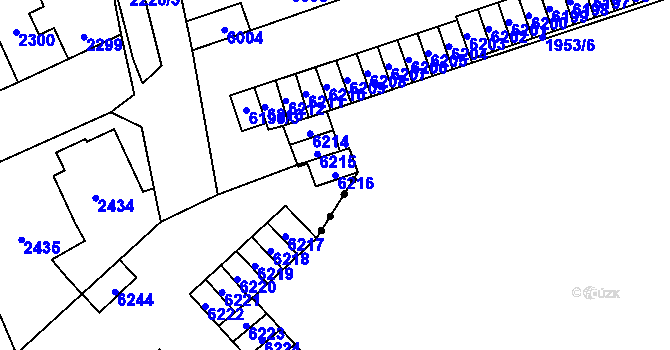 Parcela st. 6216 v KÚ Kročehlavy, Katastrální mapa