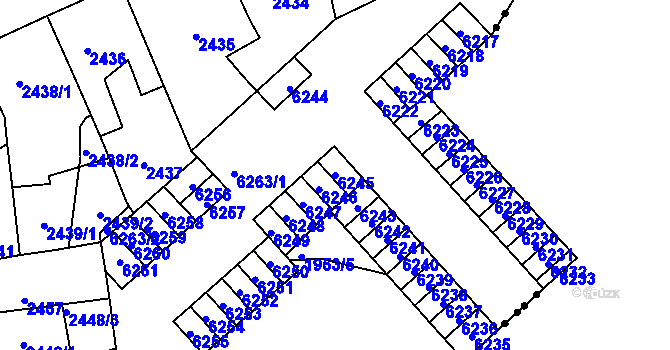 Parcela st. 6245 v KÚ Kročehlavy, Katastrální mapa