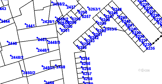 Parcela st. 6254 v KÚ Kročehlavy, Katastrální mapa