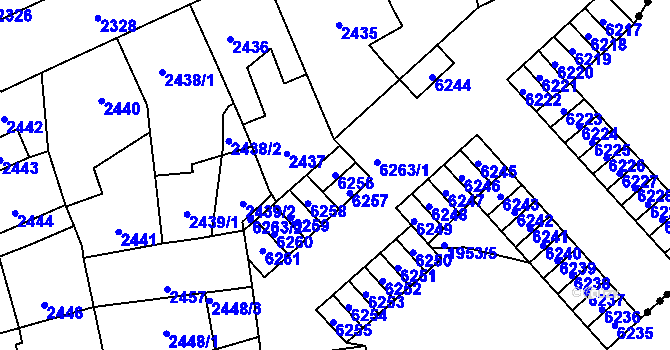 Parcela st. 6256 v KÚ Kročehlavy, Katastrální mapa