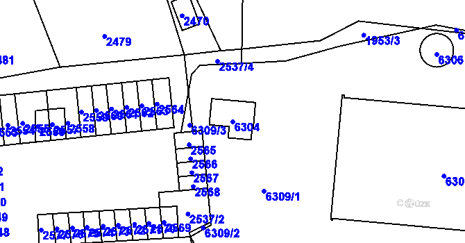 Parcela st. 6304 v KÚ Kročehlavy, Katastrální mapa