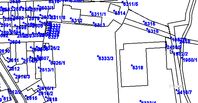 Parcela st. 6333 v KÚ Kročehlavy, Katastrální mapa