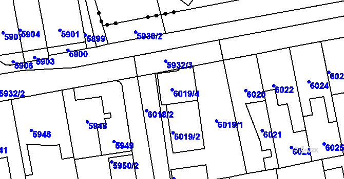 Parcela st. 6019/4 v KÚ Kročehlavy, Katastrální mapa