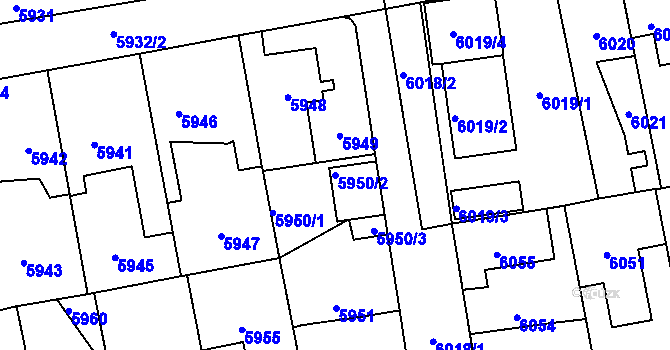 Parcela st. 5950/2 v KÚ Kročehlavy, Katastrální mapa