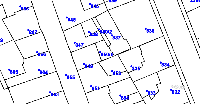 Parcela st. 850/1 v KÚ Kročehlavy, Katastrální mapa