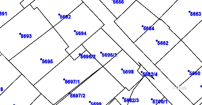 Parcela st. 5696/1 v KÚ Kročehlavy, Katastrální mapa
