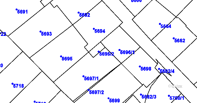 Parcela st. 5696/2 v KÚ Kročehlavy, Katastrální mapa