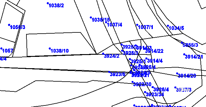 Parcela st. 3924/2 v KÚ Kročehlavy, Katastrální mapa